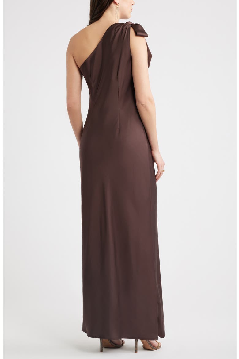 Bow One-Shoulder Maxi Dress, Main, color, BROWN