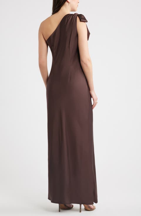 Bow One-Shoulder Maxi Dress