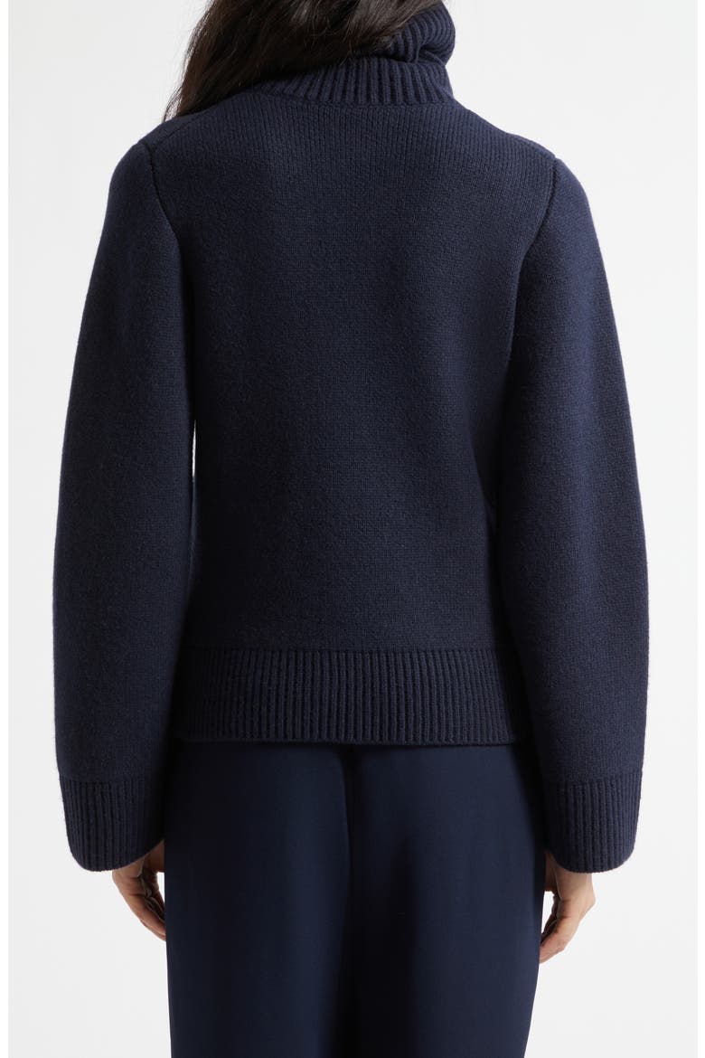 Double Face Wool Blend Turtleneck Cardigan, Alternate, color, TWILIGHT NAVY