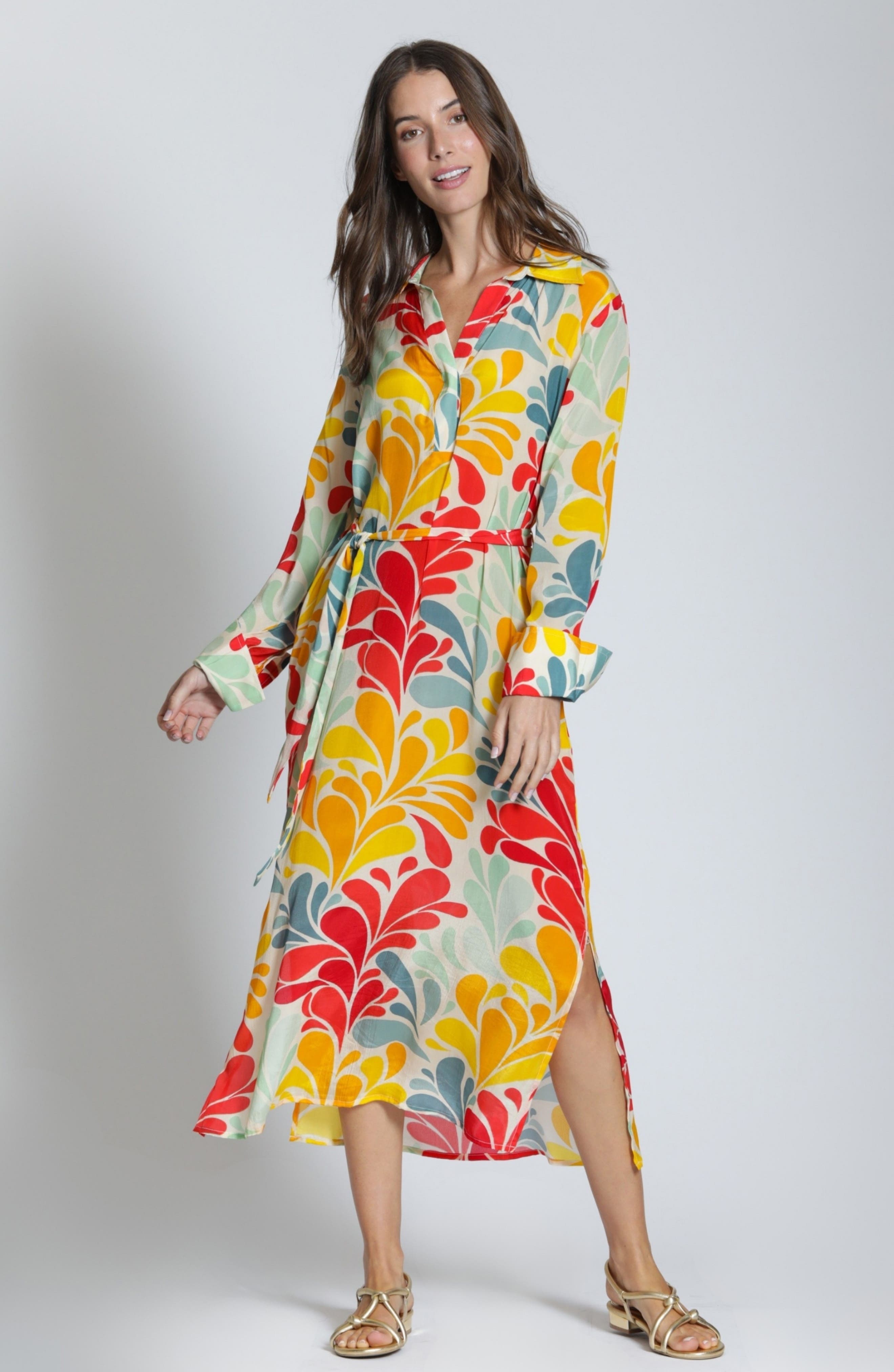 APNY Mix Print Long Sleeve Dress (Women) | Nordstrom