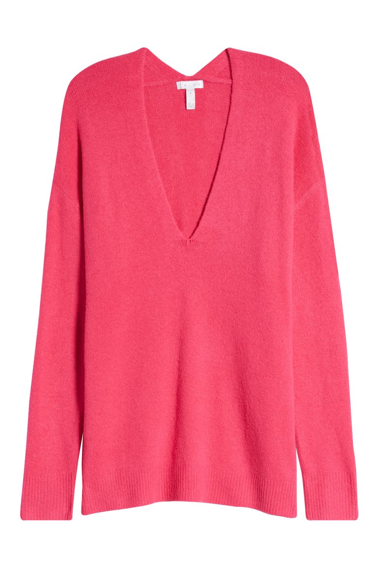 Cozy V-Neck Sweater, Alternate, color, PINK FLASH