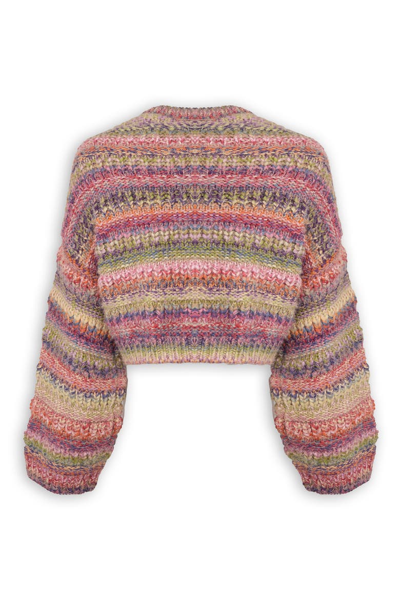 Rainbow Stripe Crop Cardigan, Alternate, color, PINK MULTI