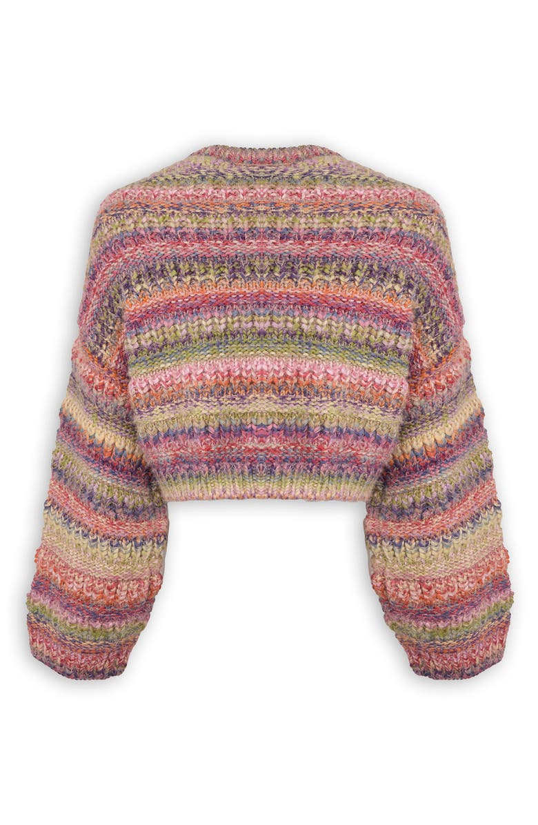 SAACHI Rainbow Stripe Crop Cardigan, Alternate, color, Pink Multi