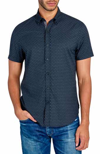 CONSTRUCT Slim Fit Micro Dot 4-Way Stretch Short Sleeve Button-Up Shirt