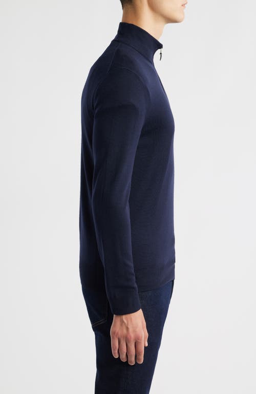 Canali Quarter Zip Wool Blend Sweater In Blue