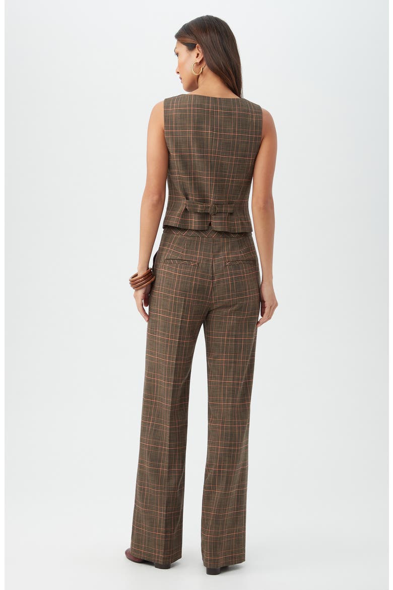 Kofi Plaid V-Neck Vest, Alternate, color, BROWN MULTI