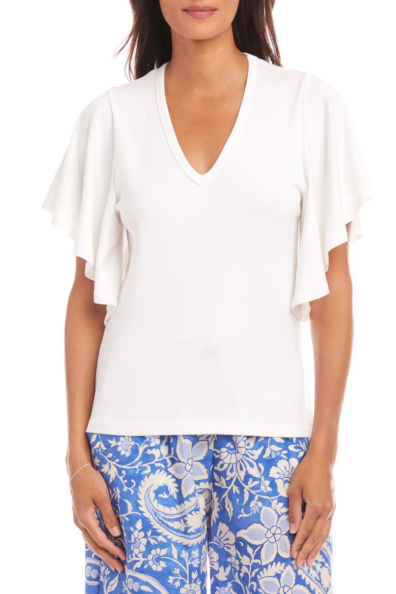 Flutter Sleeve T-Shirt, Main, color, OFF WHITE