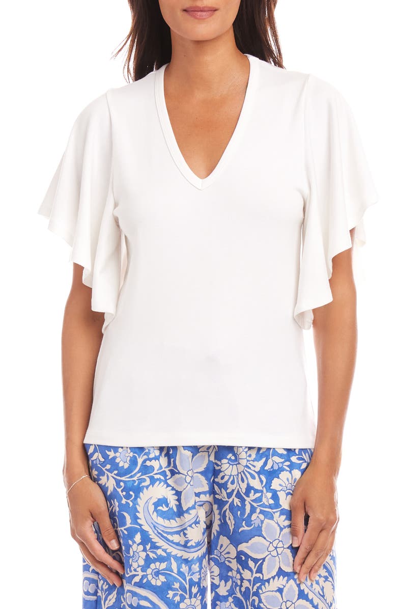 Karen Kane Flutter Sleeve T-Shirt, Main, color, Off White
