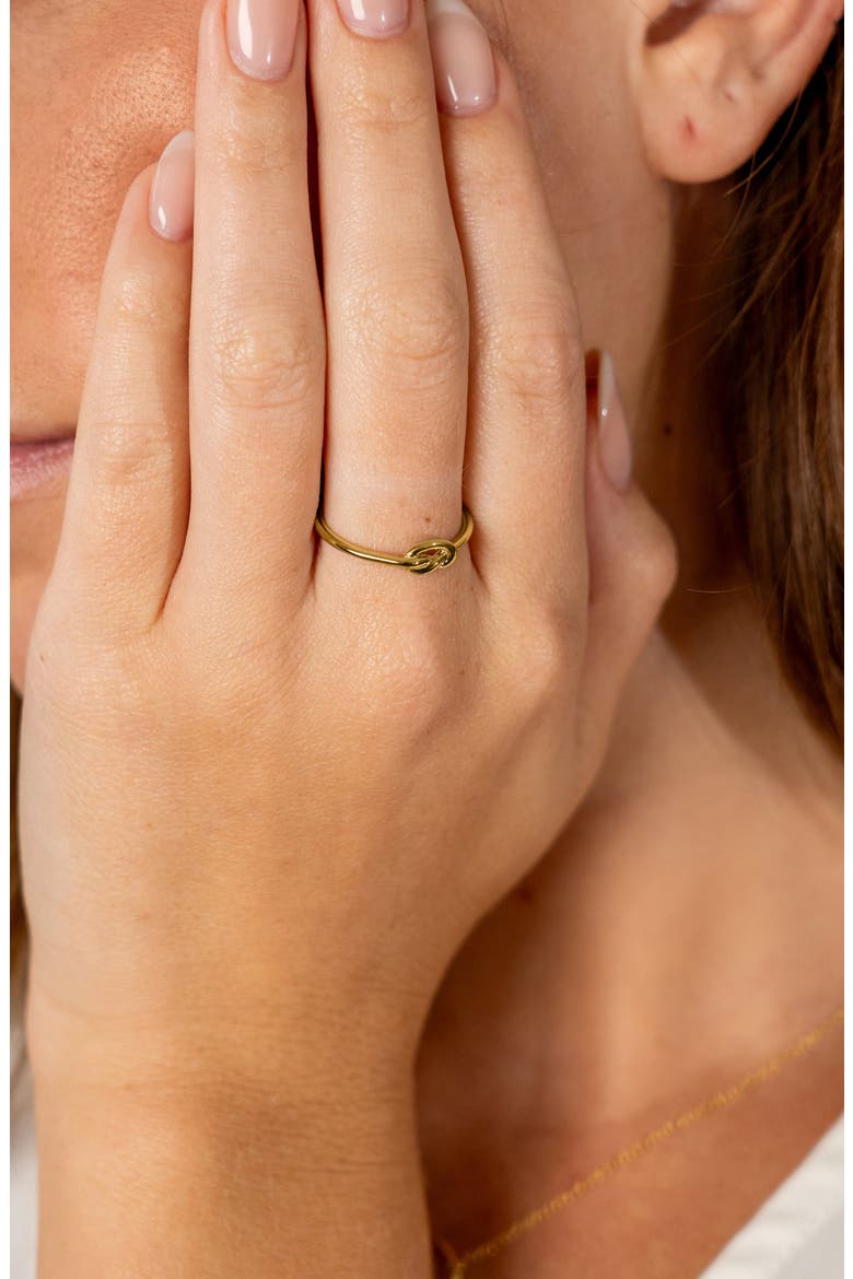 14K Yellow Gold Vermeil Thin Love Knot Ring, Alternate, color, GOLD