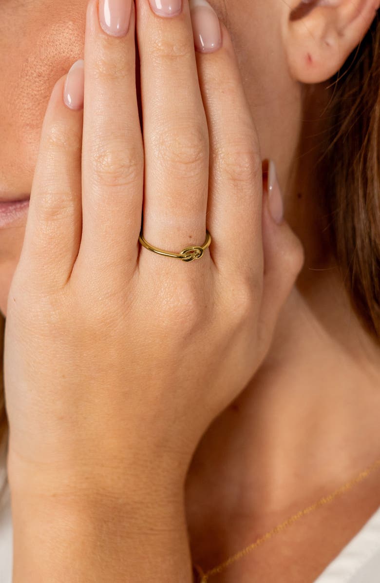 Sterling Forever 14K Yellow Gold Vermeil Thin Love Knot Ring, Alternate, color, Gold