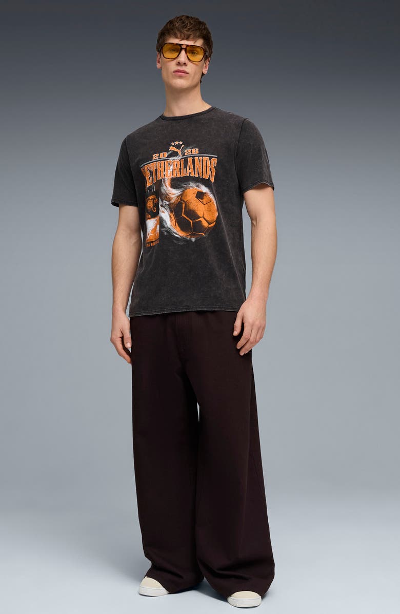 PUMA Fanpack '90s Netherlands Cotton Graphic T-Shirt, Alternate, color, Puma Black/ Rickie Orange