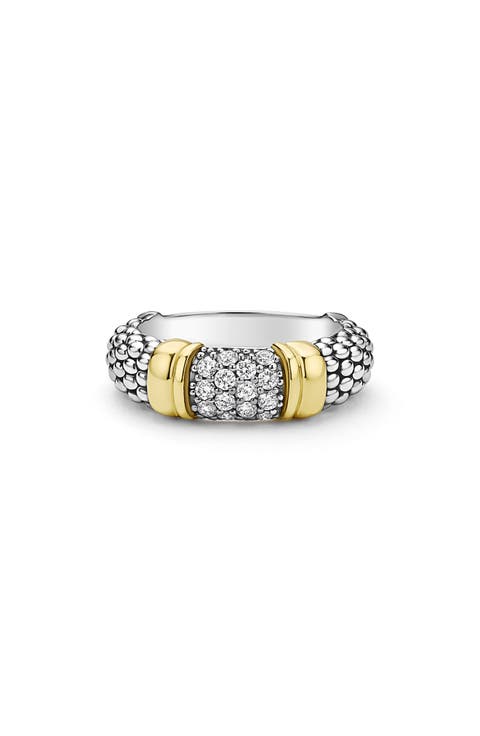 Signature Caviar Pavé Diamond Ring, 6mm