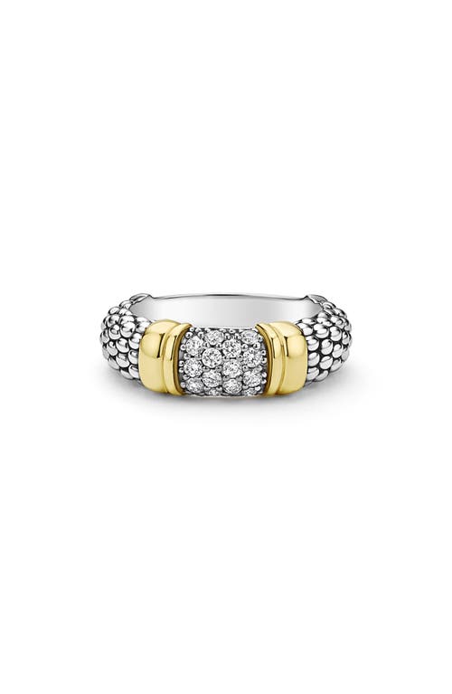 Lagos Signature Caviar Pavé Diamond Ring, 6mm In Two-tone