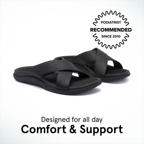 Abeo Laguna Slide In Black Leather - Metatarsal