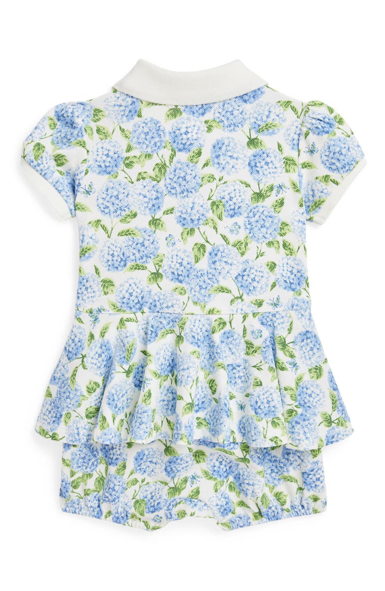 Ralph Lauren Floral Cotton Piqué Skirted Bubble Romper, Alternate, color, 