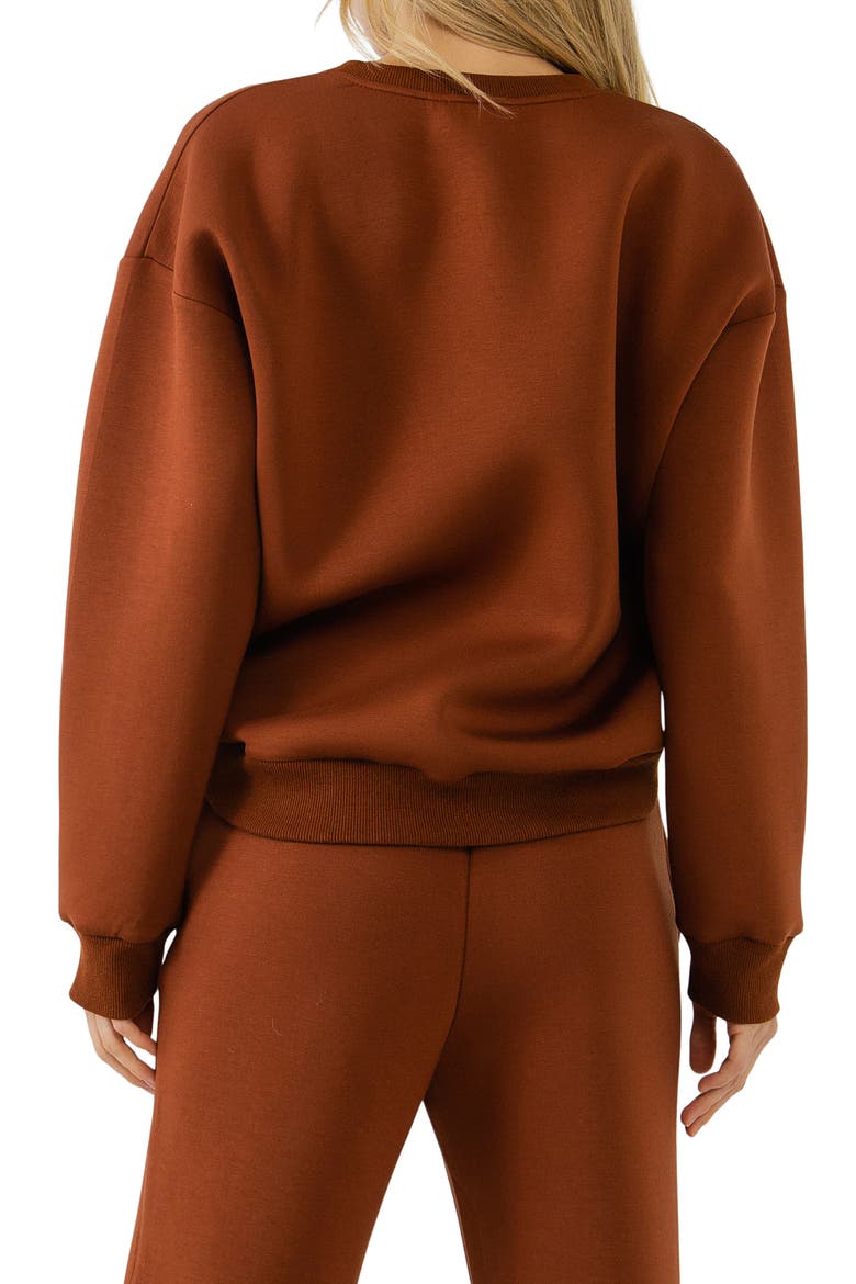 Lounge Wear Crewneck Sweatshirt, Alternate, color, BROWN