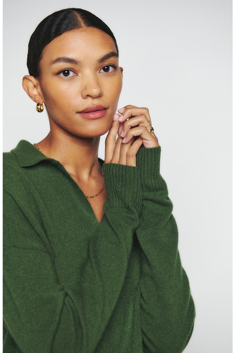 Cashmere Polo Sweater, Alternate, color, CEDAR