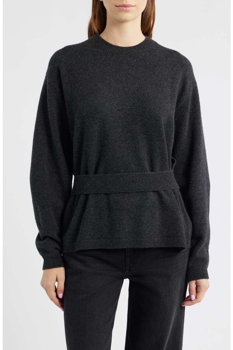 Alter Belt Detail Merino Wool Sweater, Main, color, GREY DARK
