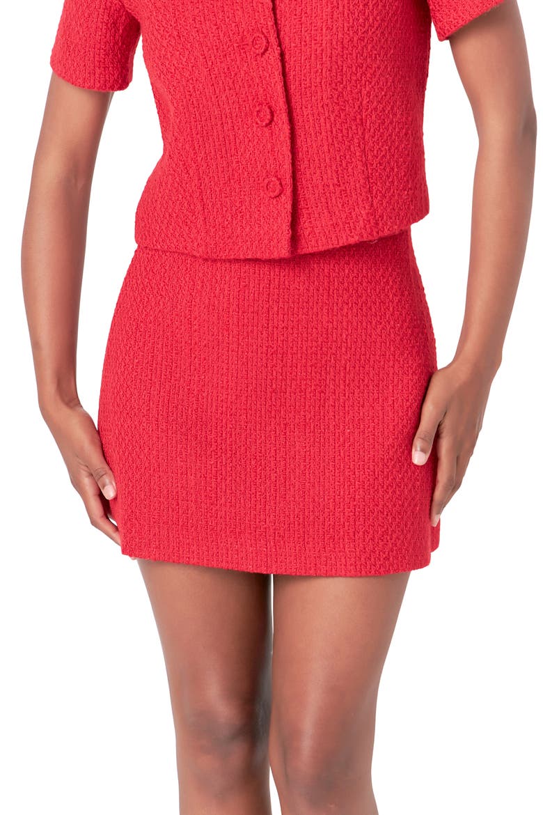 Tweed Miniskirt, Alternate, color, RED