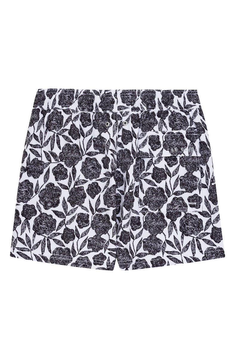 Le Club Resortwear 4.25" Le Club Eco-Friendly 4 Way Stretch Men's Swim Trunks, Alternate, color, Black/White