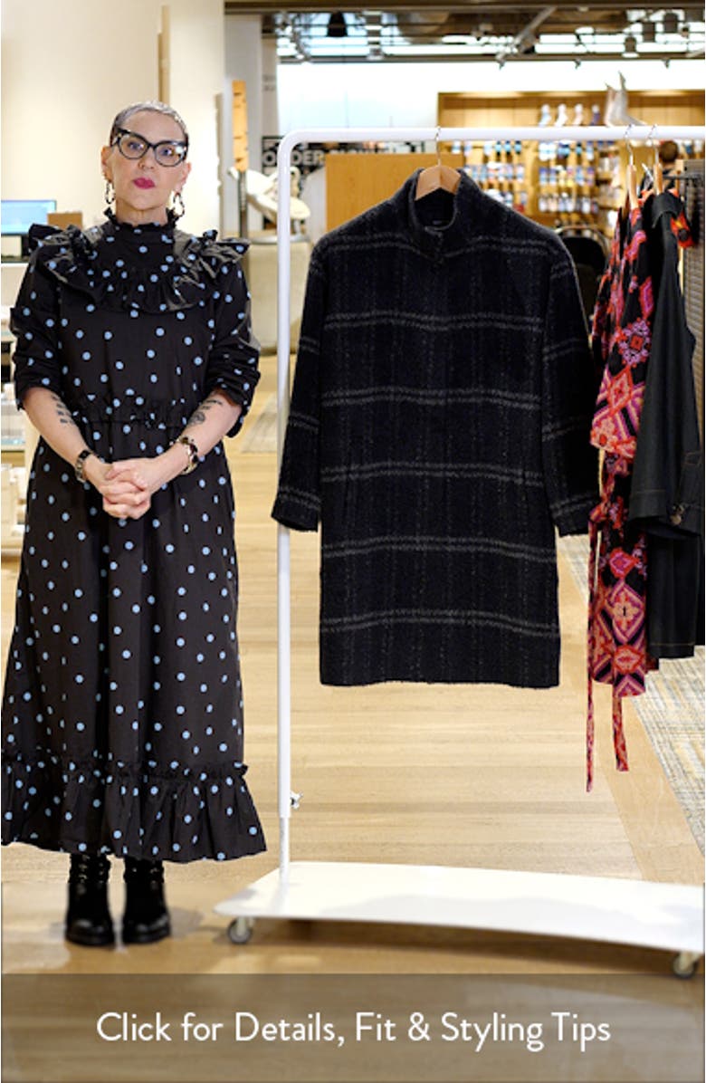 Plaid Stand Collar Alpaca & Wool Blend Coat, sales video thumbnail