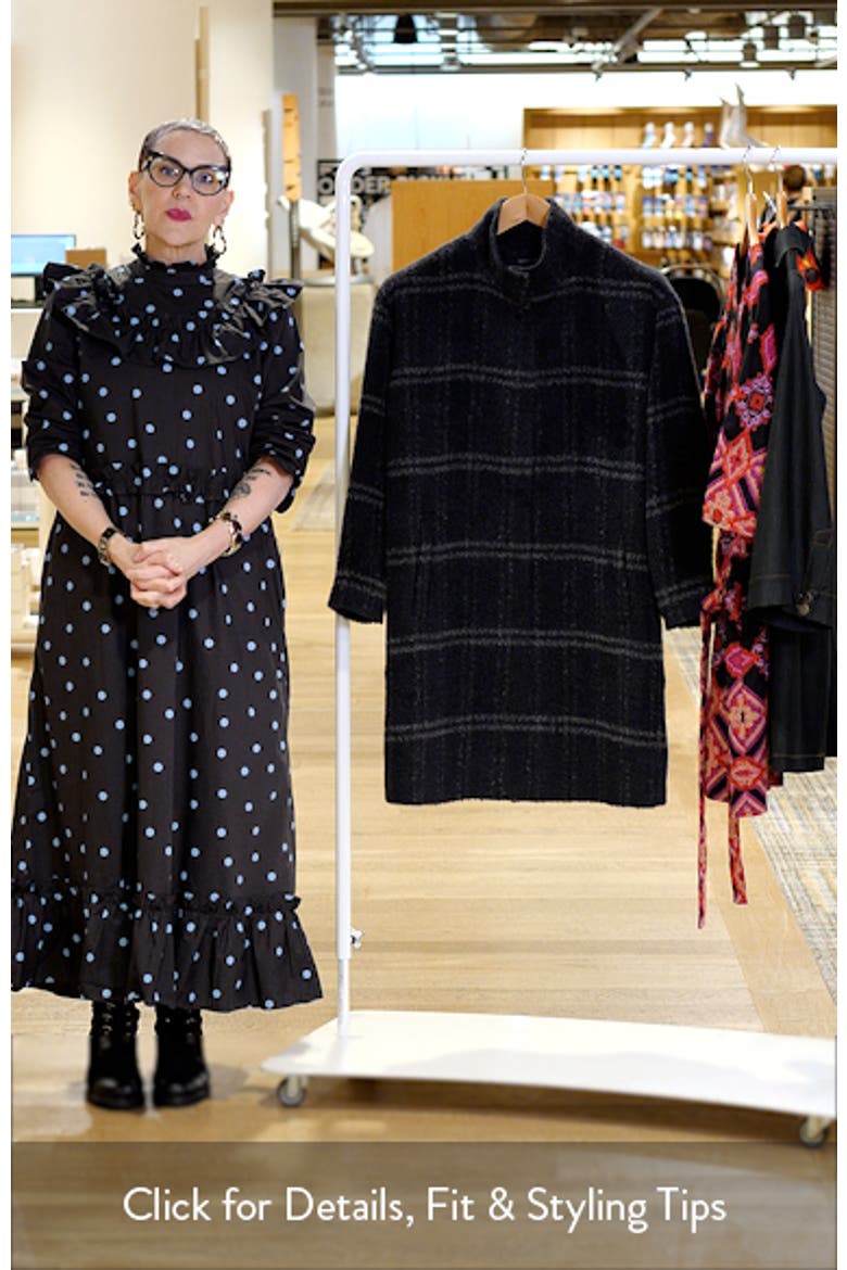 Plaid Stand Collar Alpaca & Wool Blend Coat video