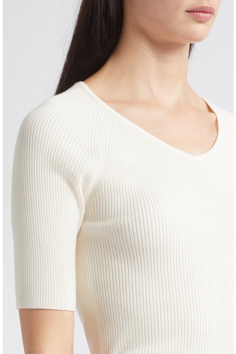 Rib Short Sleeve Sweater, Alternate, color, ECRU