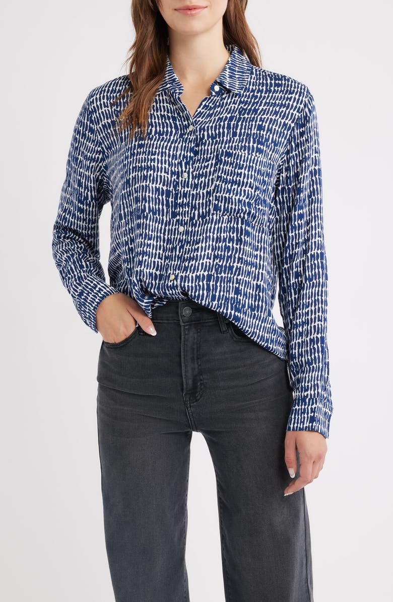 Rails Josephine Print Button-Up Shirt, Main, color, Navy Pebbled