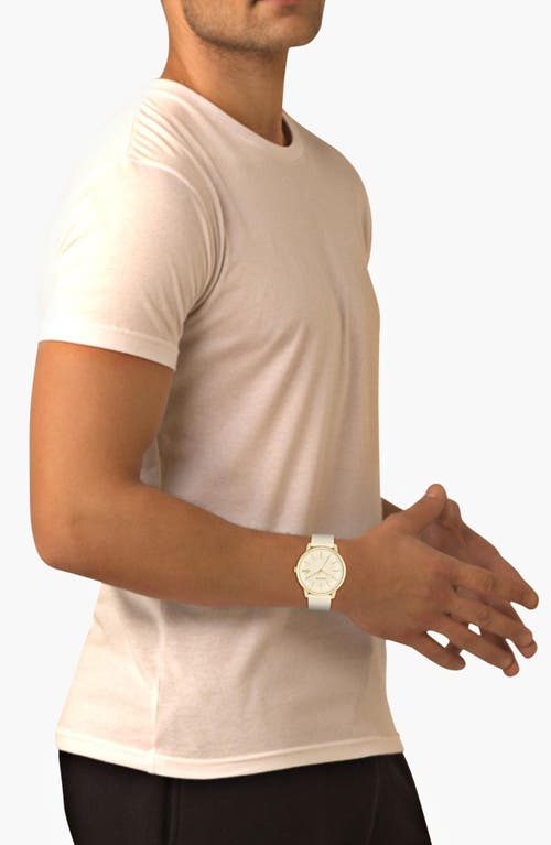 Lacoste Men's L 12.12 Gold-tone Silicone Strap Watch 42mm In White