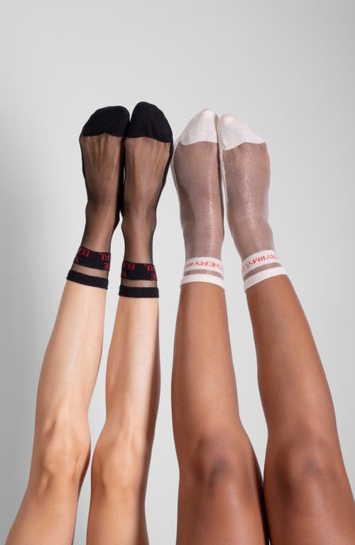 Lechery ® 2-pack My & You're Beautiful Sheer Crew Socks In White/black