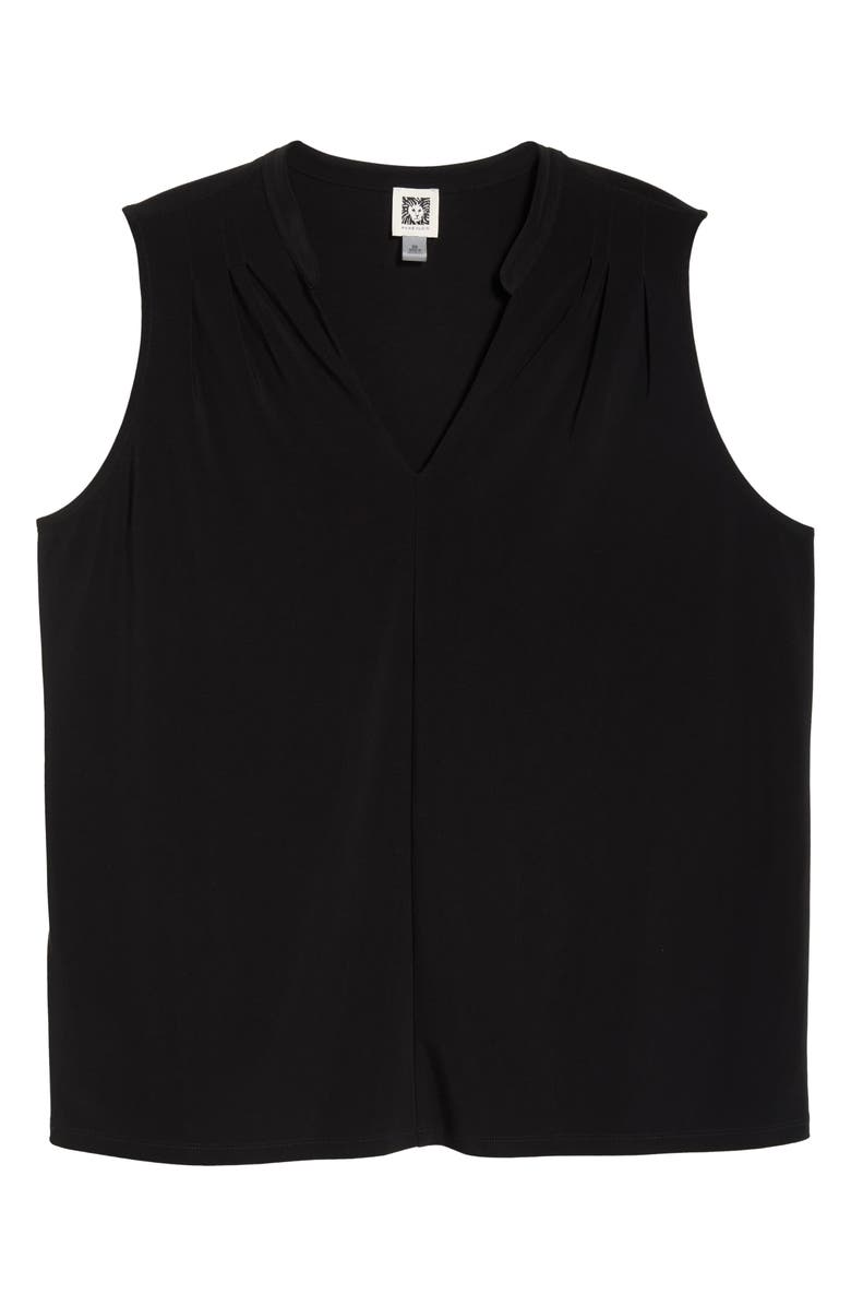 Anne Klein Pleat Shoulder Sleeveless Top, Alternate, color, Anne Black