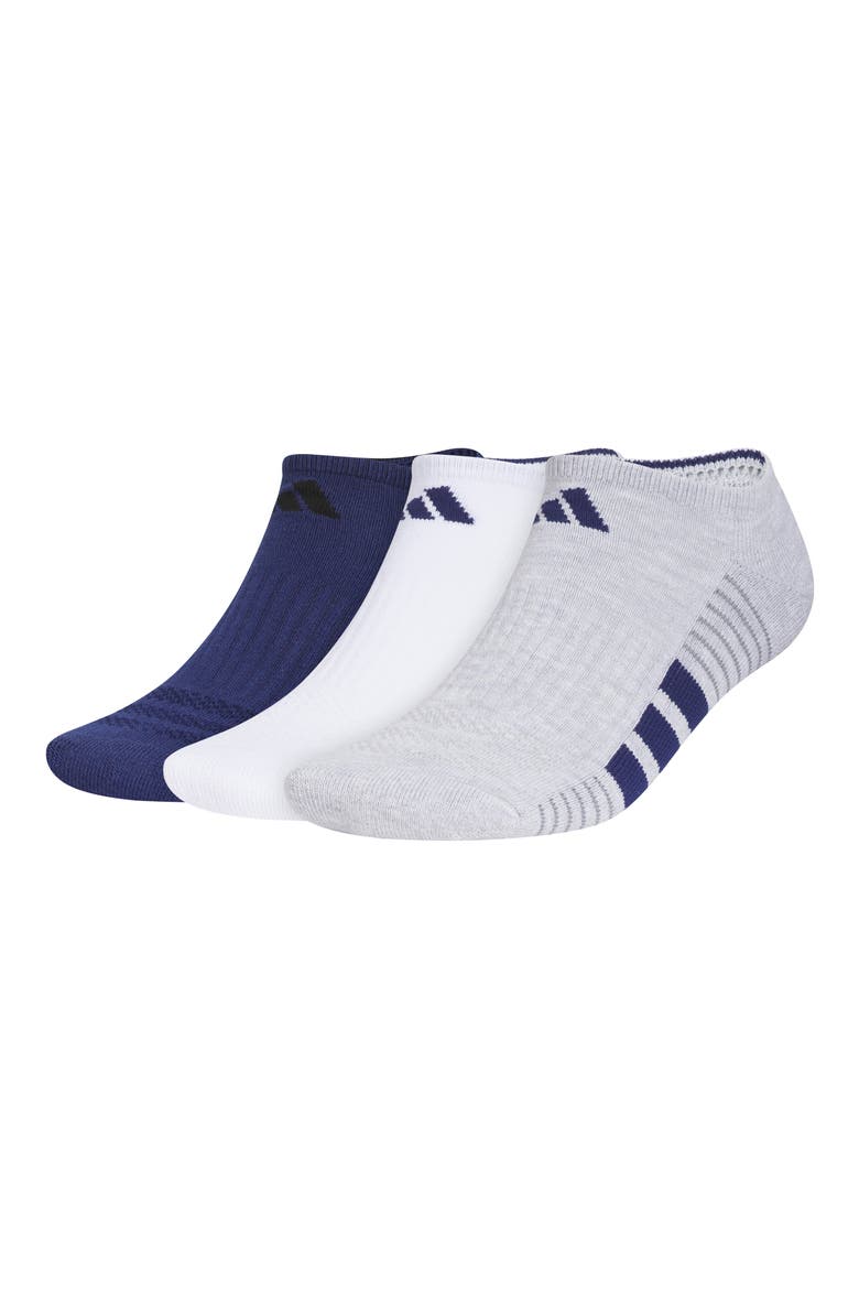 Cushioned 4.0 3-Pack Low Cut Socks, Main, color, DARK BLUE/ WHITE/ COOL HEATHER