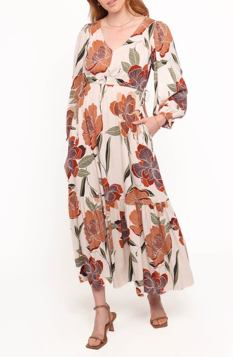 Cerwin Floral Print Long Sleeve Maxi Dress