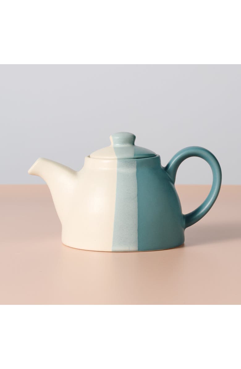 Ten Thousand Villages Pheeka Striped Teapot, Main, color, Blue Green