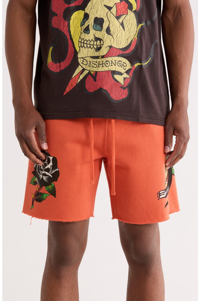 Panther Drawstring Shorts, Main, color, ORANGE