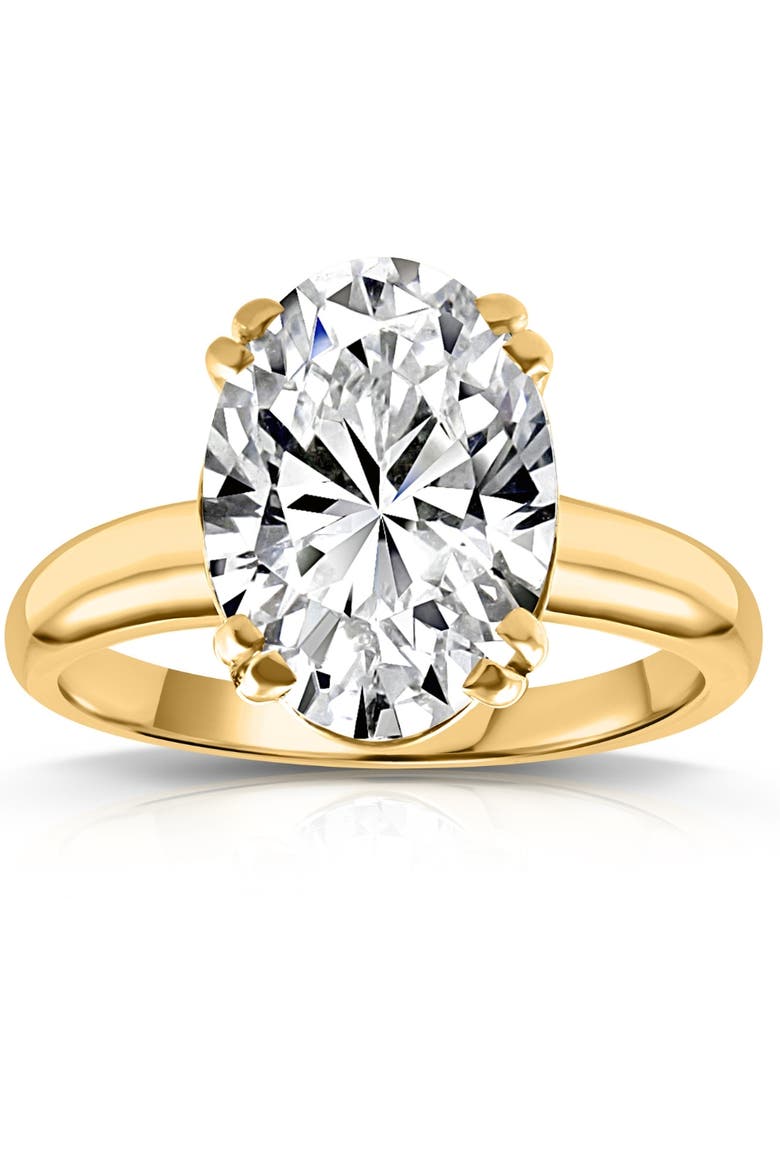 Certified 5Ct Oval 14k Gold Diamond Engagement Ring Lab Grown, Main, color, 14k Yellow Gold