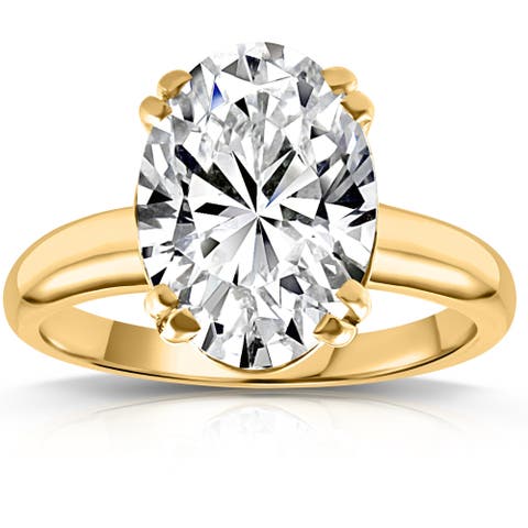 Certified 5Ct Oval 14k Gold Diamond Engagement Ring Lab Grown