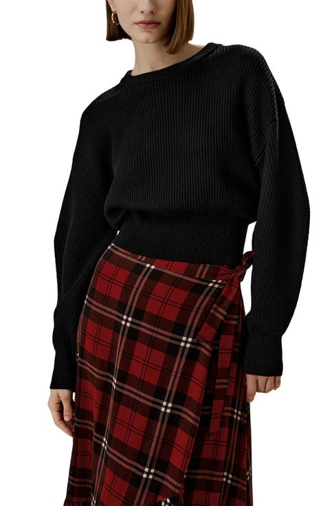 Round Neck Drop-Shoulder Merino Wool Sweater