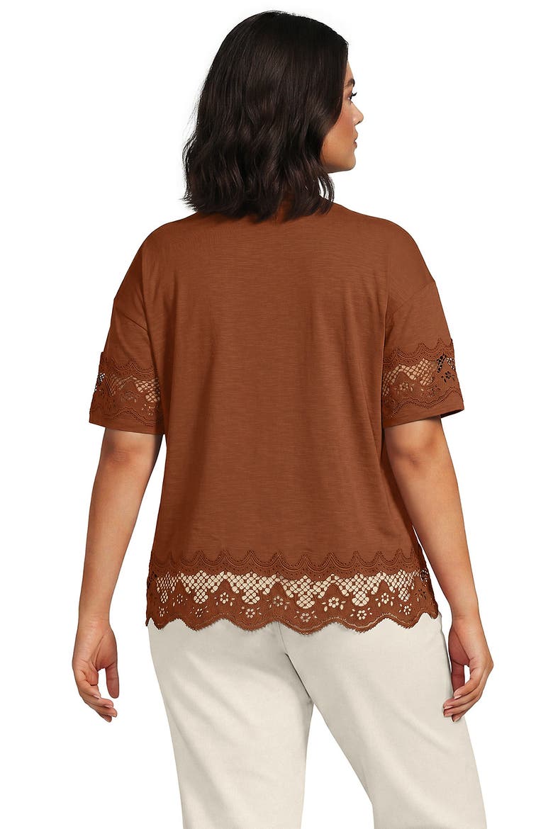 Short Sleeve Slub Jersey Cutwork T-Shirt, Alternate, color, Rich Ginger Brown