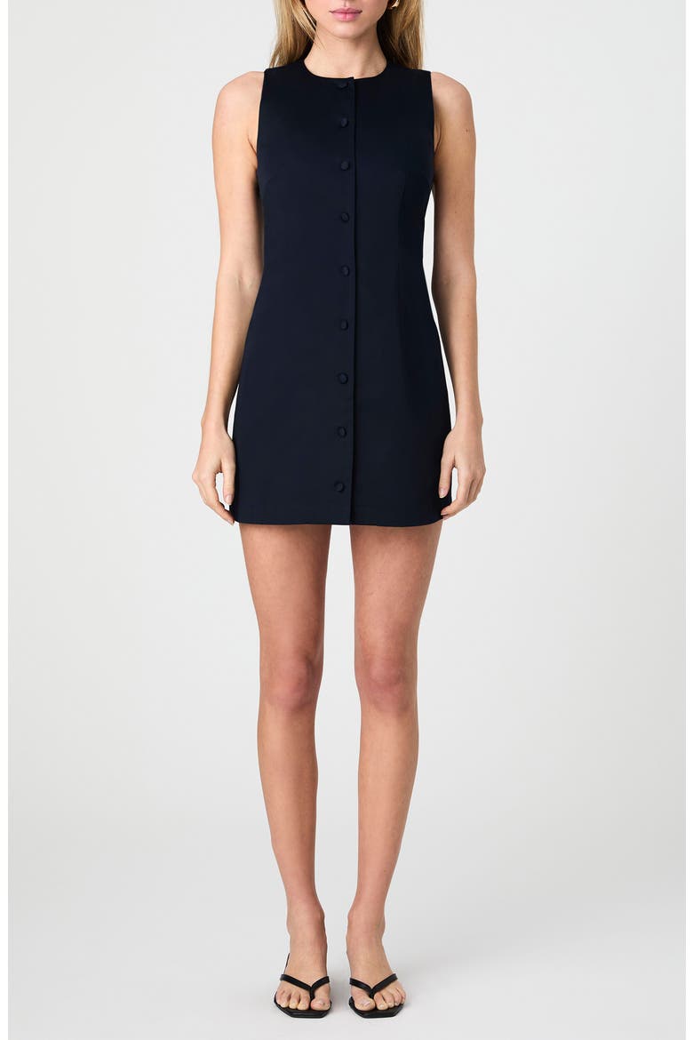 Sleeveless Cotton Sateen Minidress, Main, color, MARINE