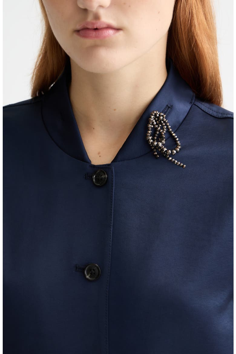 Tie Waist Satin Blazer, Alternate, color, PEACOAT