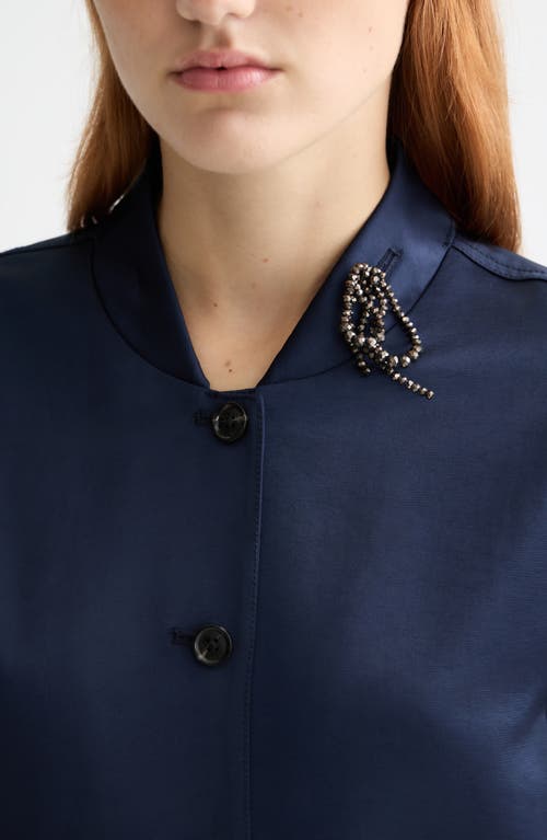 Scotch & Soda Tie Waist Satin Blazer In Blue