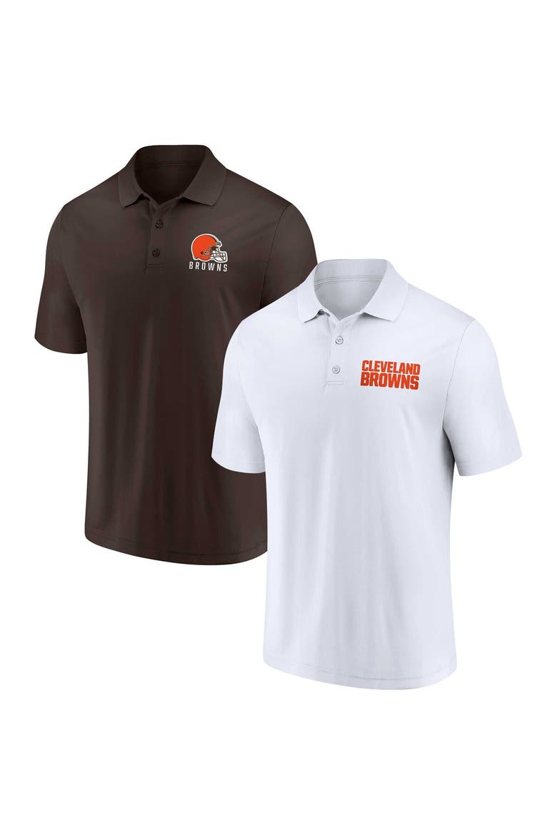 Men's Fanatics Branded White/Brown Cleveland Browns Lockup Two-Pack Polo Set, Main, color, White