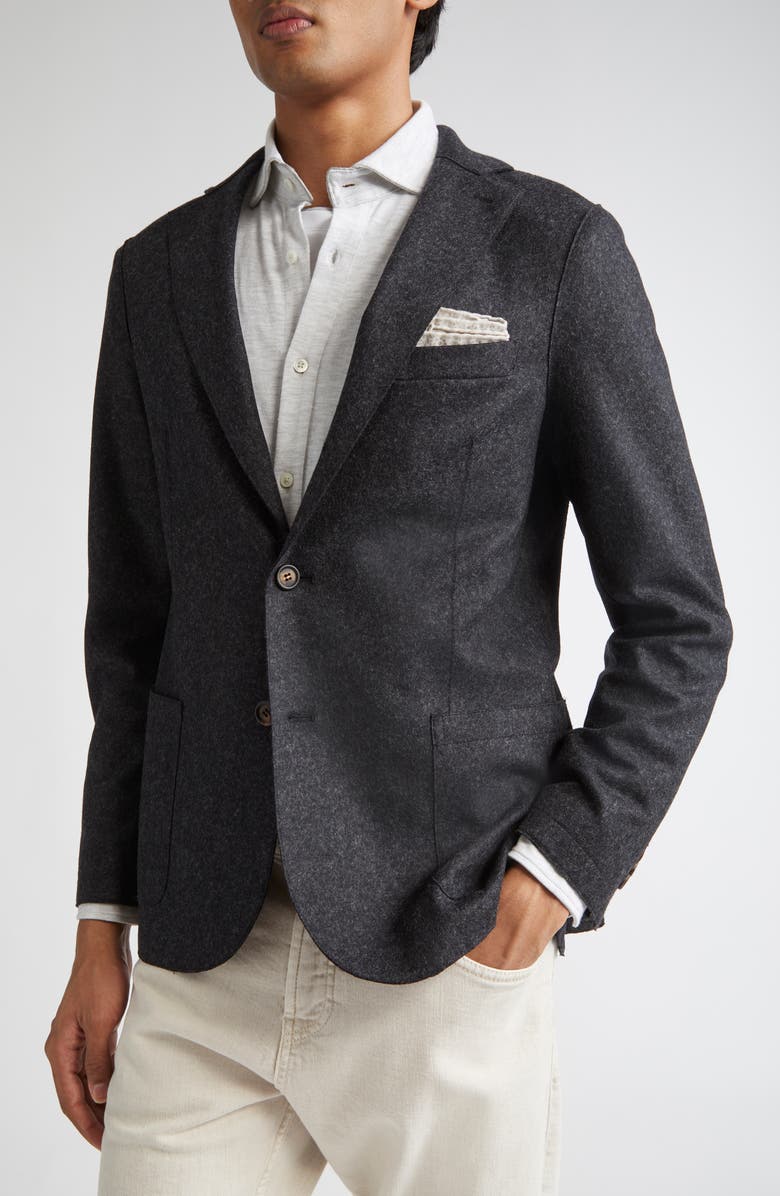 Single Breasted Wool Blend Sport Coat with Removable Hooded Bib