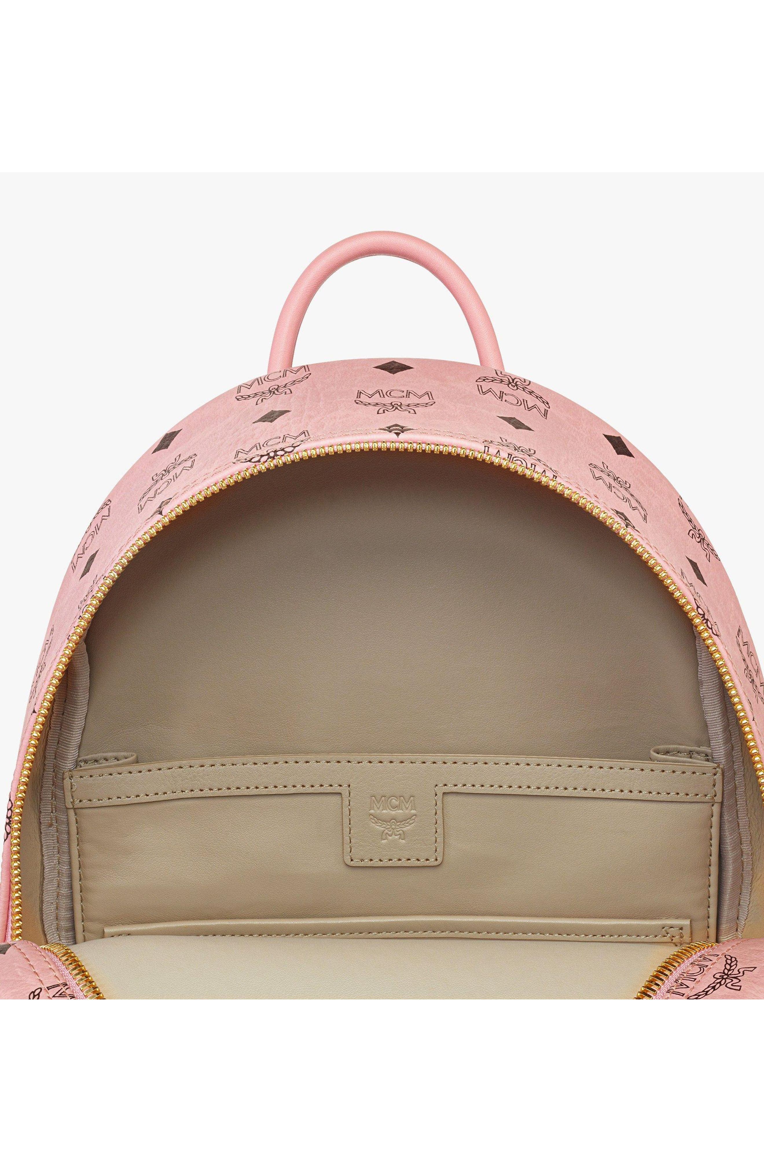 Small Stark Side Studs Backpack in Visetos, Alternate, color, Pink