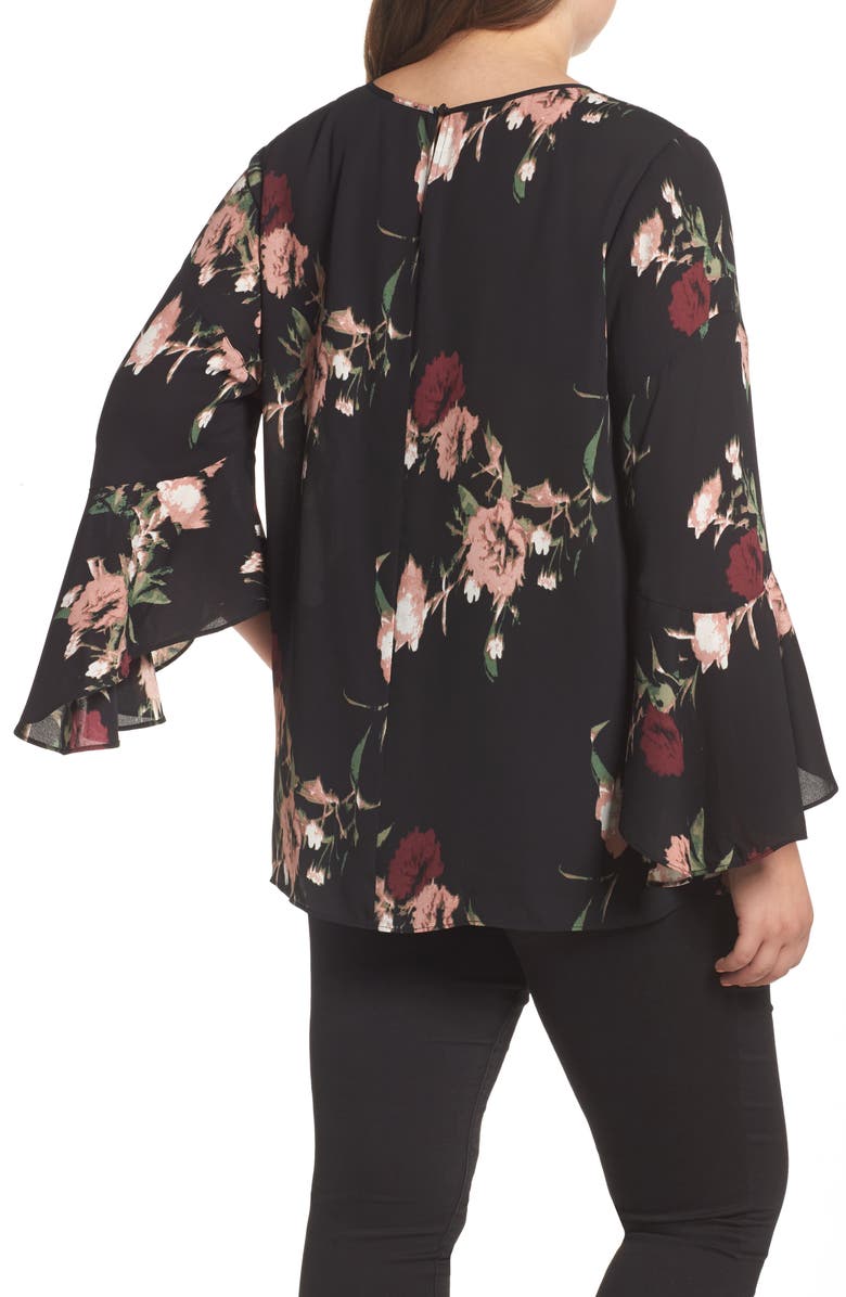 Vince Camuto Windswept Bouquet Bell Sleeve Blouse, Alternate, color, 