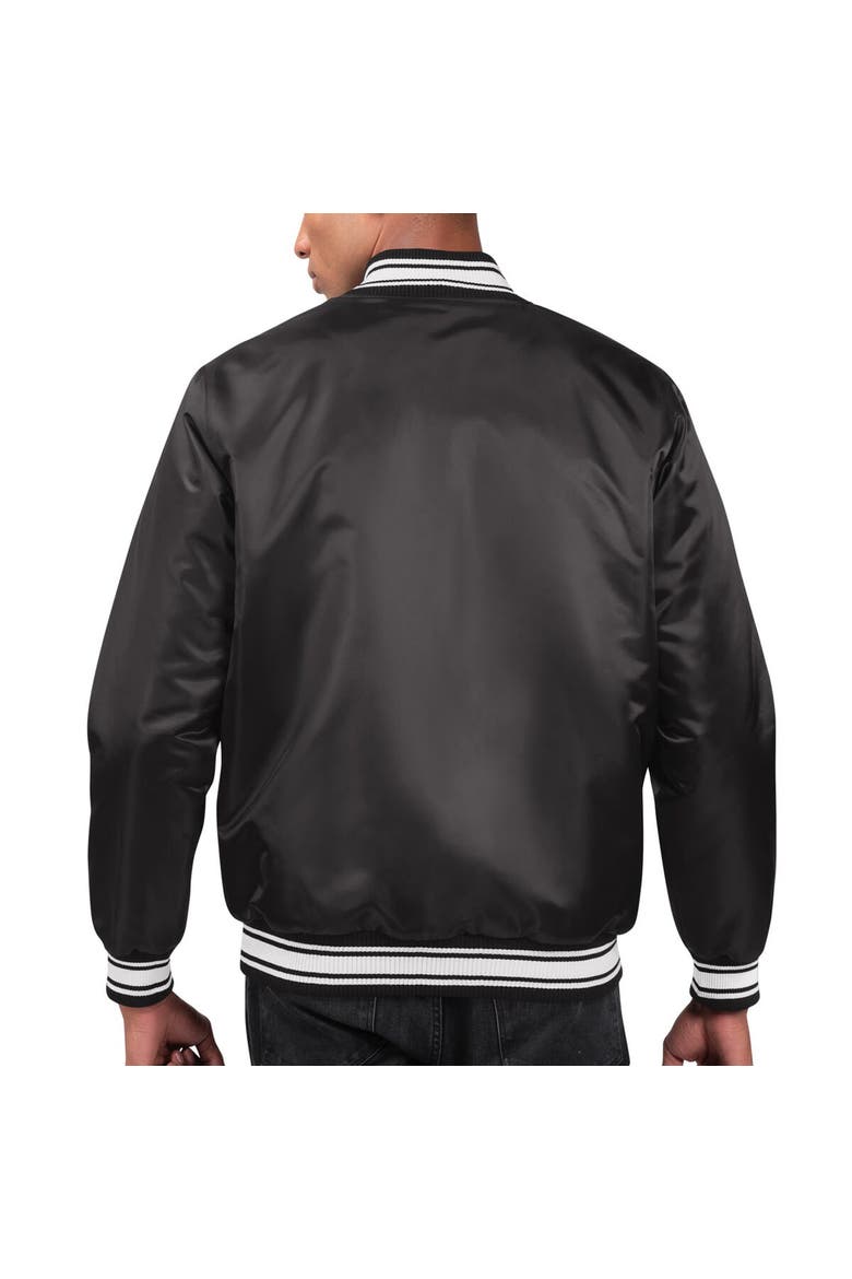 Men's Starter Black Washington Commanders Locker Room Satin Varsity Full-Snap Jacket, Alternate, color, Black