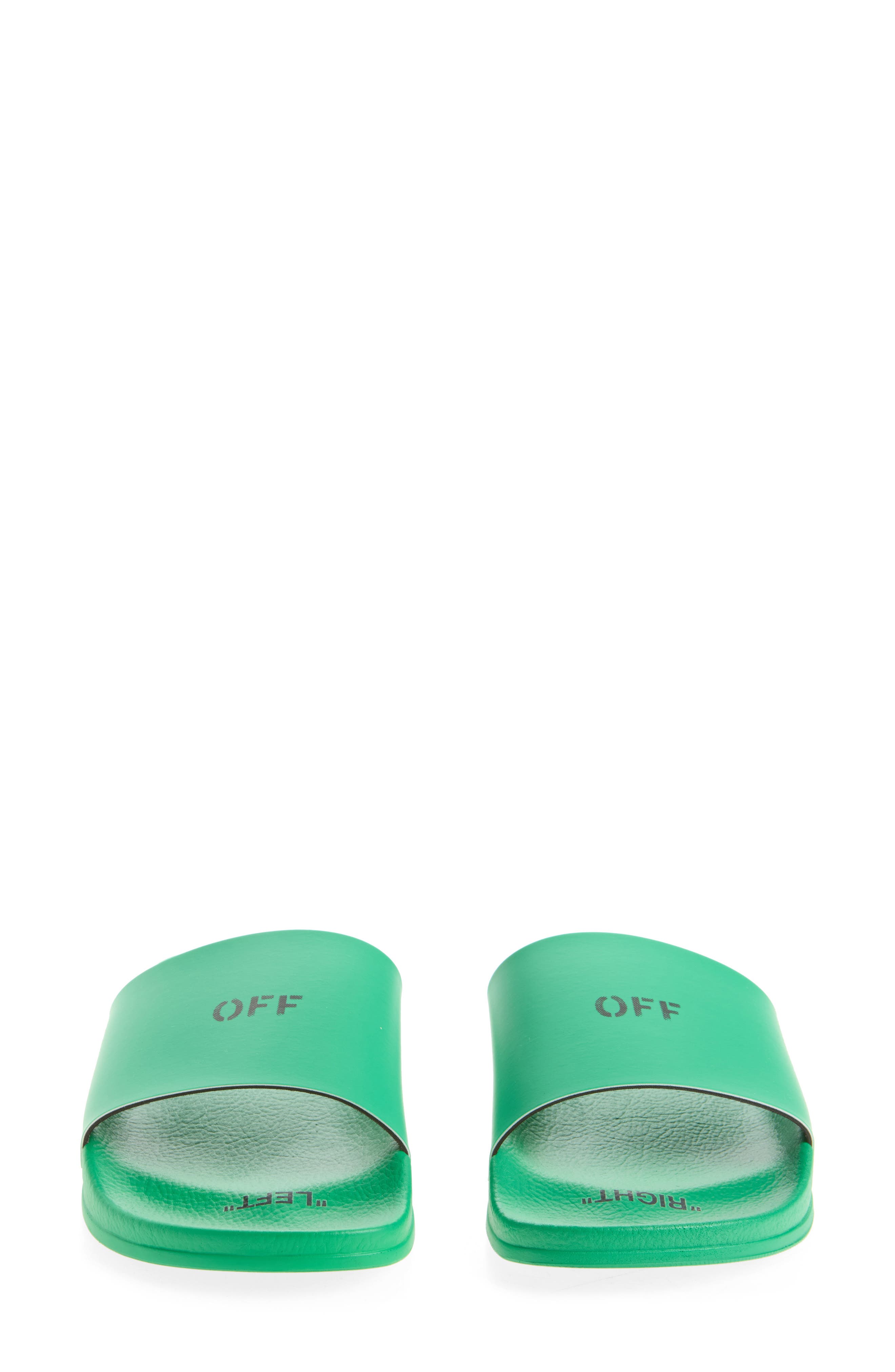 Off-White Logo Pool Slide Sandal, Alternate, color, Green No Color
