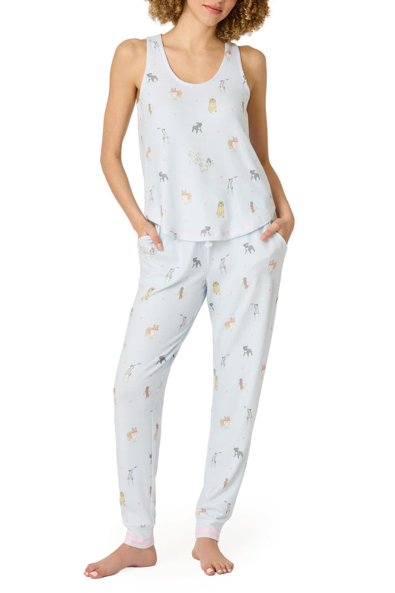 Bark Park Peached Jersey Pajamas, Main, color, BLUE ICE