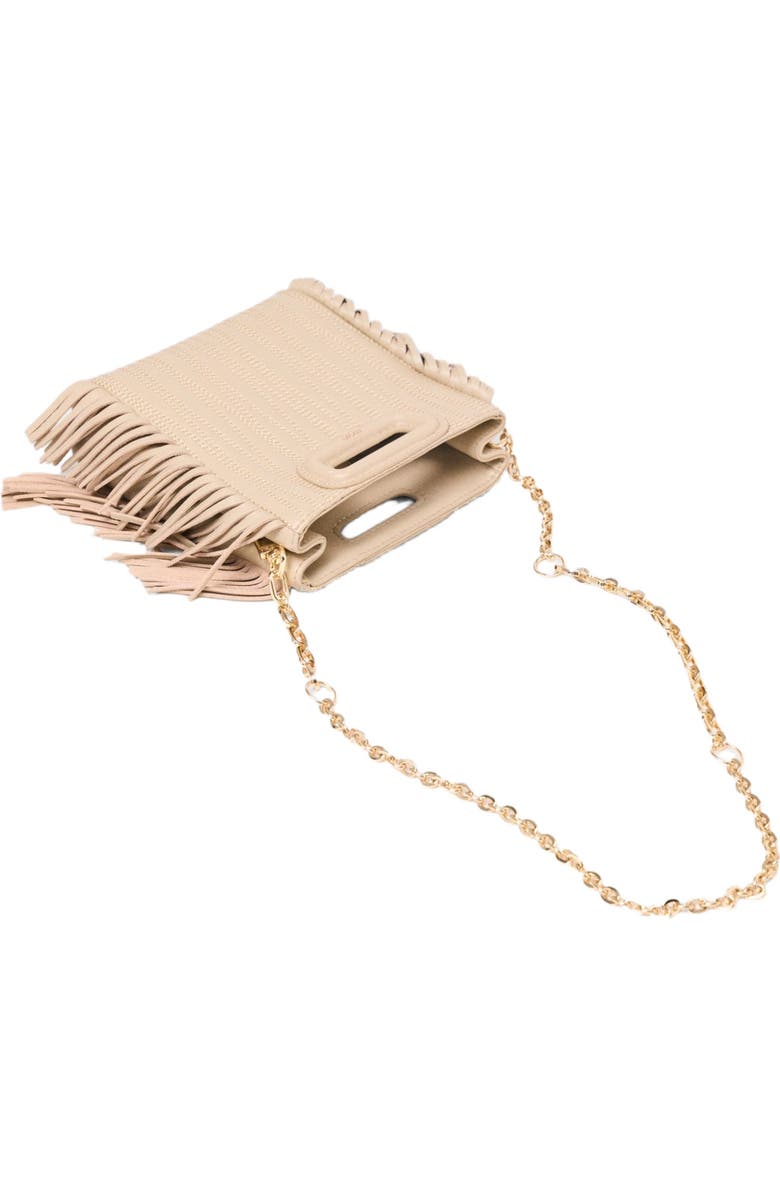 maje Topstitched leather mini M bag, Alternate, color, Cream